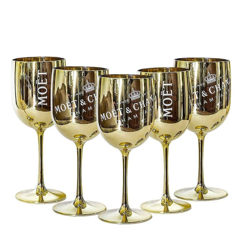 Moet Chandon Gold Acrylic Goblets x 6 New